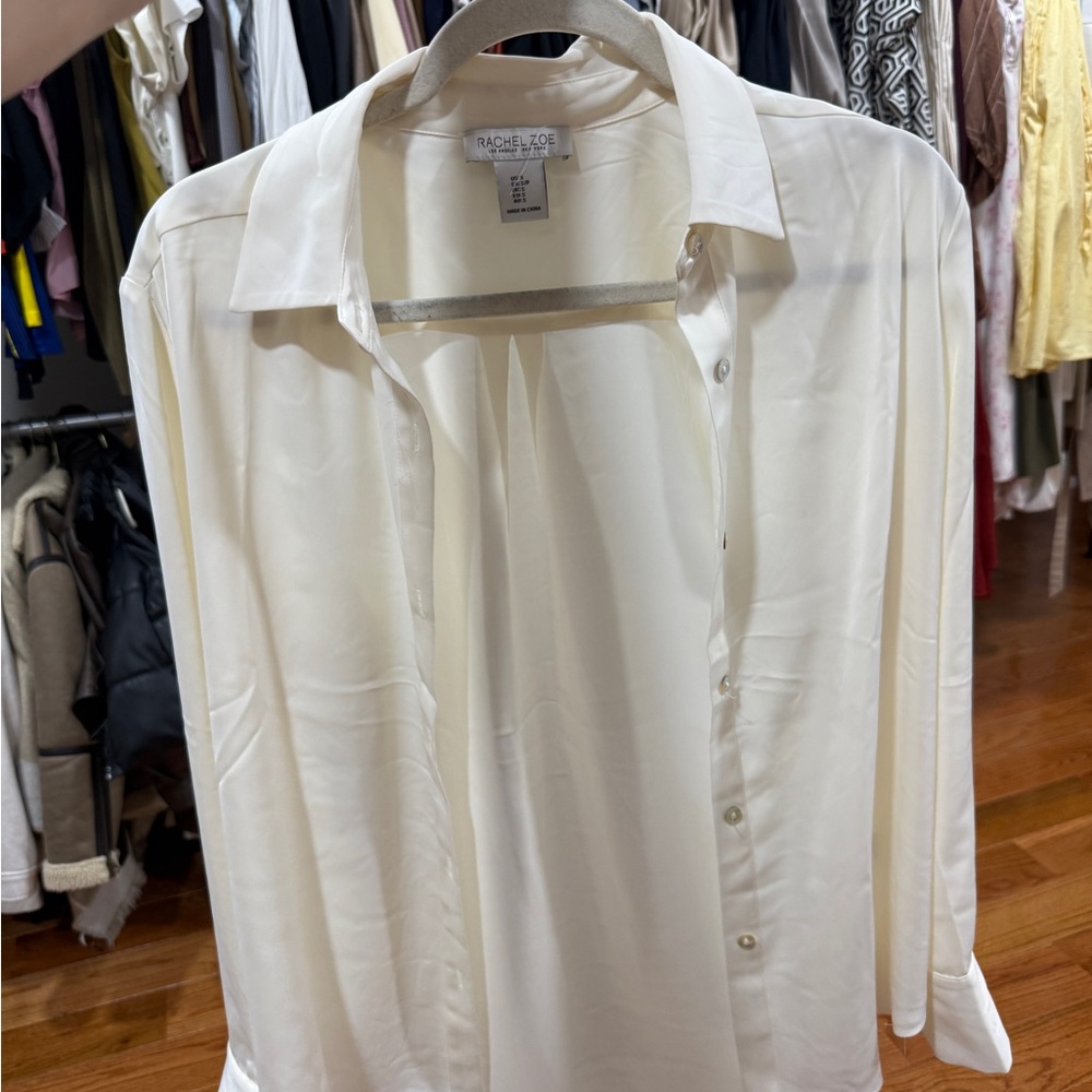 Rachel Zoe Ivory Long-Sleeve Dress Shirt
